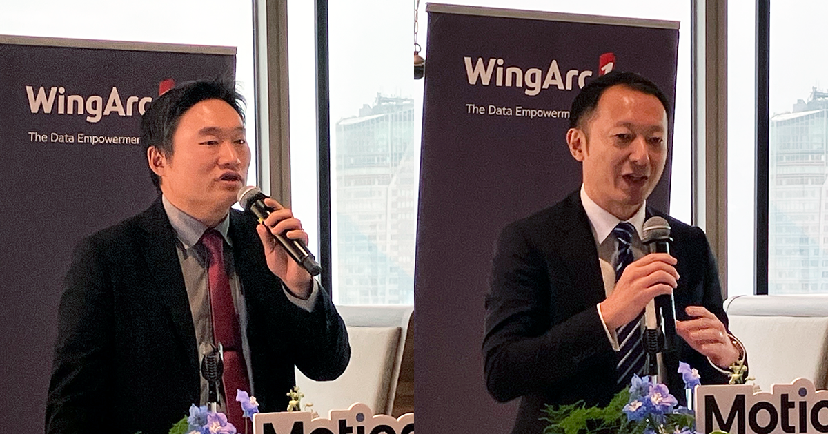 (左から)ウイングアーク1st株式会社 取締役 執行役員CTO 島澤甲氏、同社 執行役員CMO 事業戦略本部長 久我温紀氏