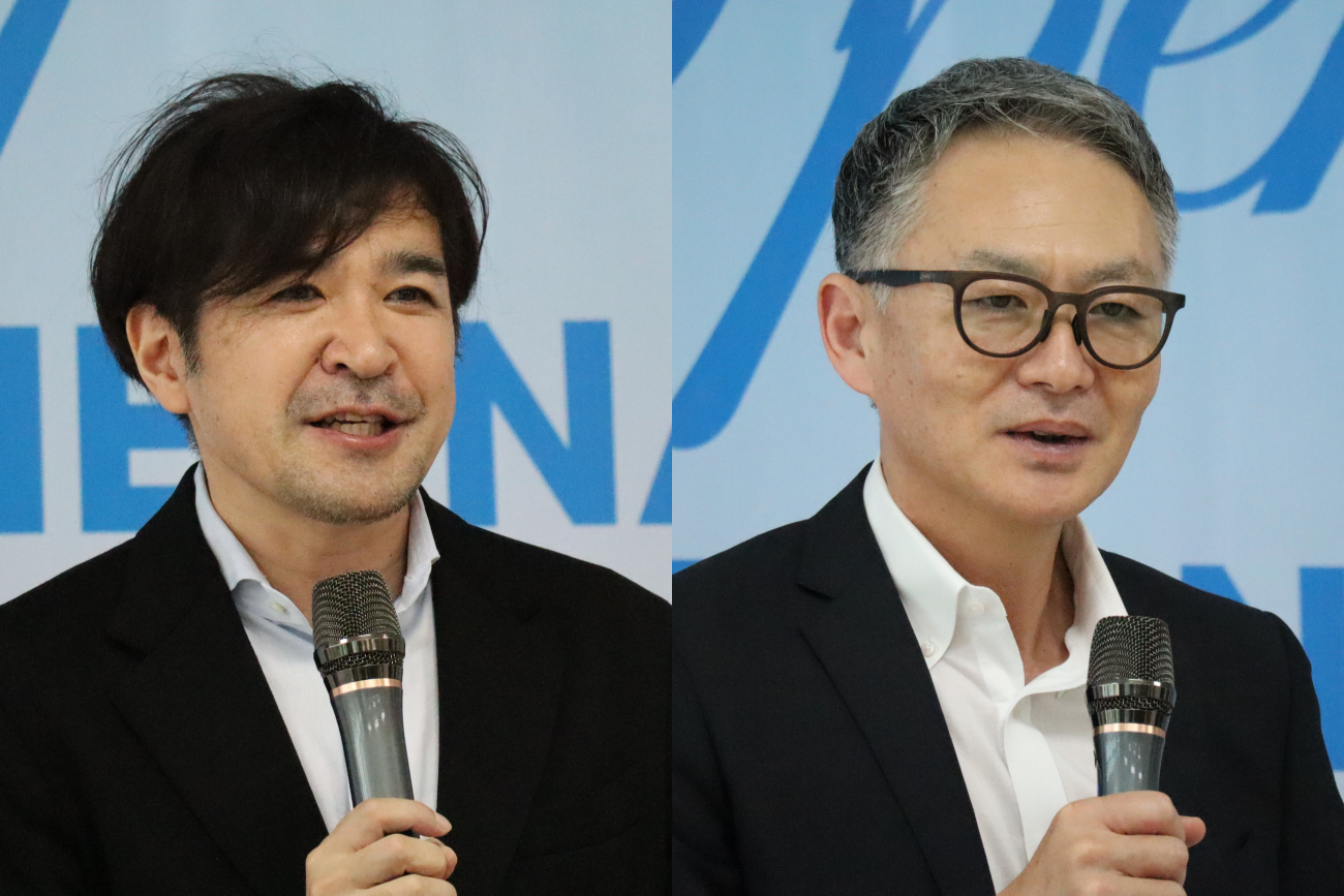 （左から）株式会社BeeX 代表取締役社長 広木太氏、株式会社テラスカイ 取締役CFO 専務執行役員 塚田耕一郎氏